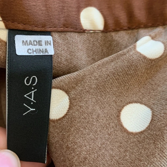 ASOS Y.A.S one shoulder mini dress in chocolate polka dot Size Small - Picture 9 of 12